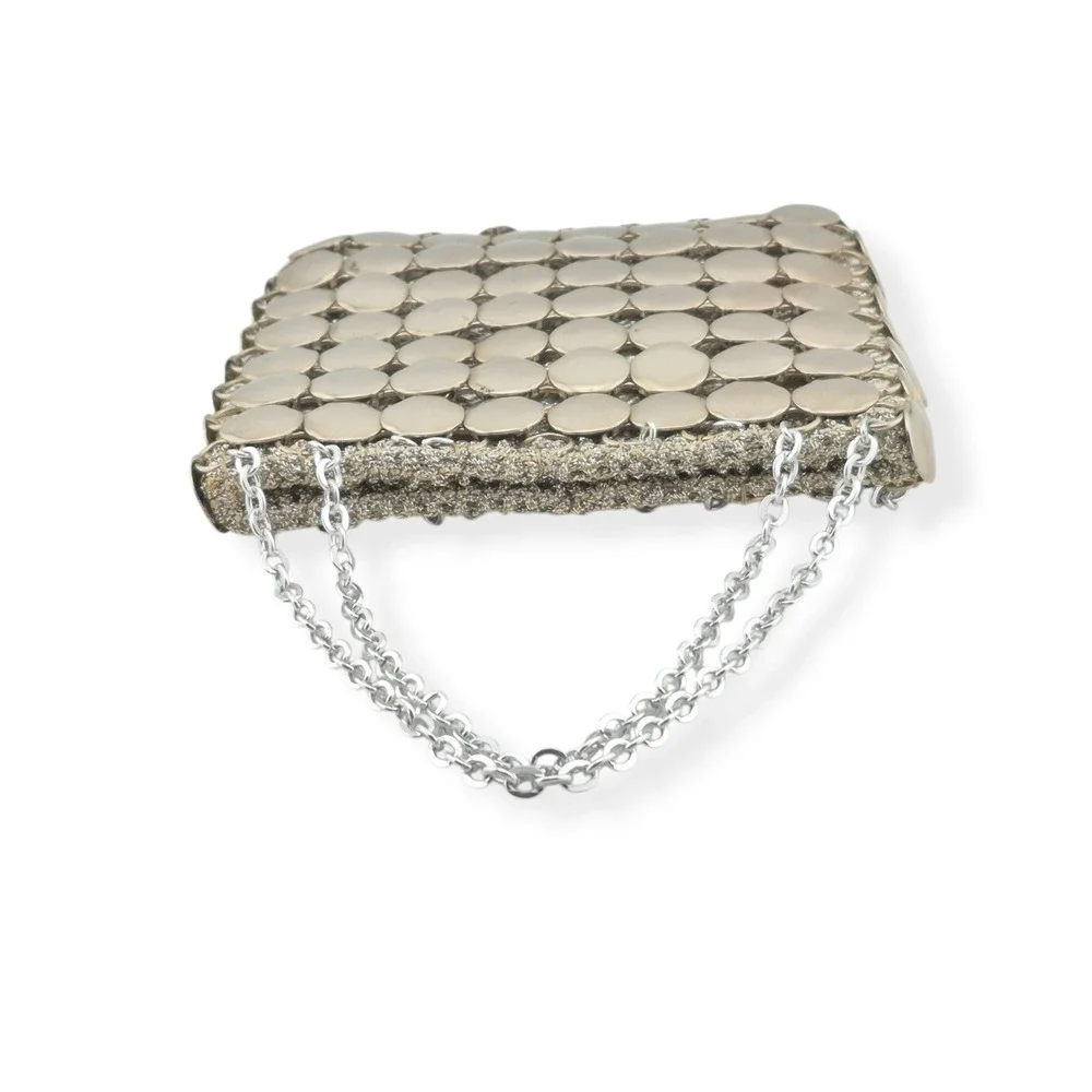 Vintage Color Mate Italy Metal Disc Purse 1960s Mod Paco Rabanne Style Evening